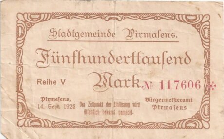 Аверс банкноты 500000 marek (Niemcy) 1923