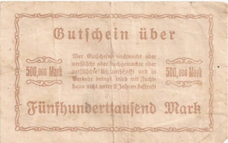 Реверс банкноты 500000 marek (Niemcy) 1923