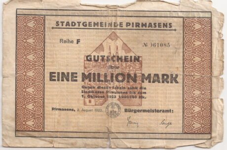 Аверс банкноты 1000000 marek (Niemcy) 1923