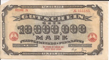 Аверс банкноты 10000000 marek (Niemcy) 1923