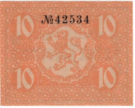 Реверс банкноты 10 fenigów (Niemcy)