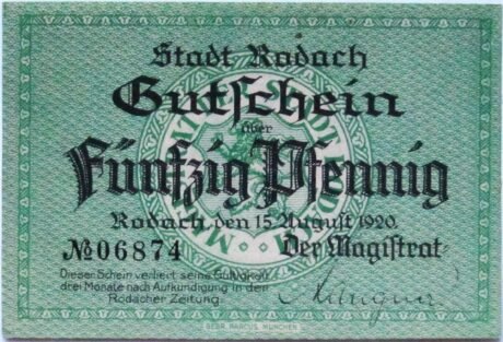 Аверс банкноты 50 fenigów (Niemcy) 1920
