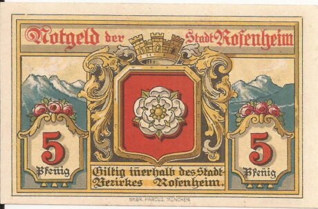 Реверс банкноты 5 fenigów (Niemcy) 1921