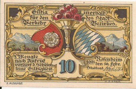 Аверс банкноты 10 fenigów (Niemcy) 1921