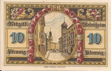 Реверс банкноты 10 fenigów (Niemcy) 1921