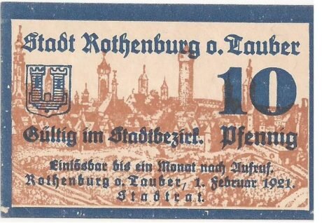 Аверс банкноты 10 fenigów (Niemcy) 1921