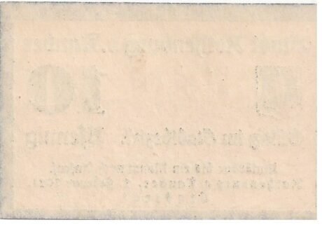 Реверс банкноты 10 fenigów (Niemcy) 1921