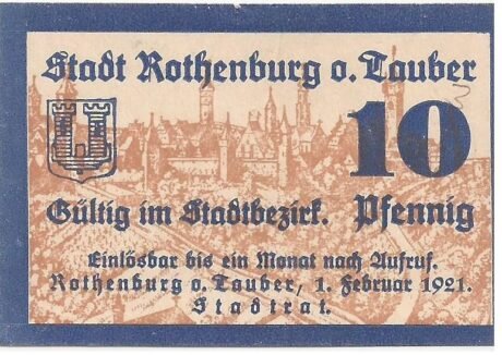 Аверс банкноты 10 fenigów (Niemcy) 1921