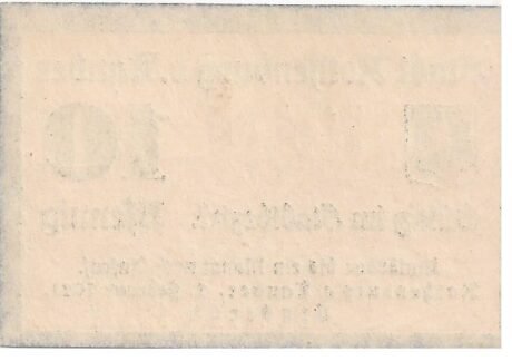 Реверс банкноты 10 fenigów (Niemcy) 1921
