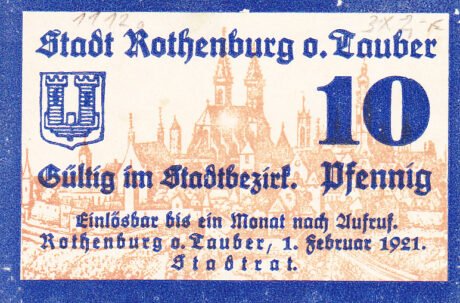 Аверс банкноты 10 fenigów (Niemcy) 1921