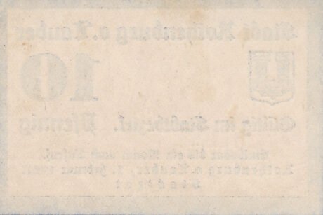 Реверс банкноты 10 fenigów (Niemcy) 1921