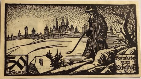 Реверс банкноты Moneta 50 fenigów Fritz Merbach, Schafhof (Niemcy), 1921