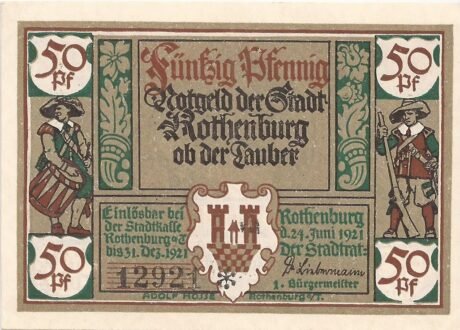 Аверс банкноты 50 fenigów (Niemcy) 1921