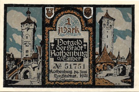 Аверс банкноты 1 marka (Niemcy) 1921