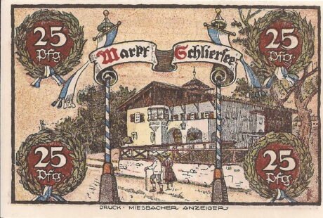 Реверс банкноты 25 fenigów (Niemcy) 1921