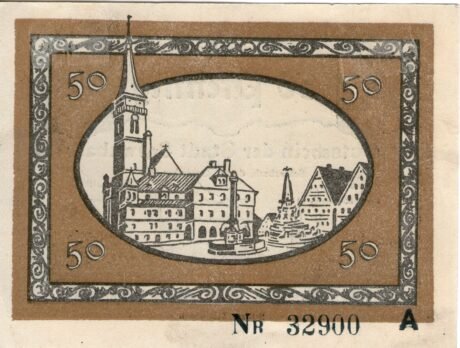 Реверс банкноты 50 fenigów (Niemcy) 1918