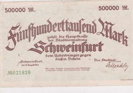 Аверс банкноты 500000 marek (Niemcy) 1923