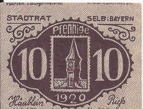 Аверс банкноты 10 fenigów (Niemcy) 1920