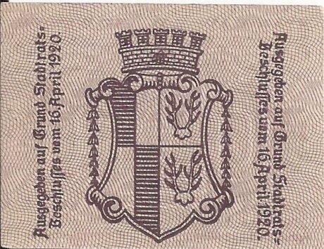 Реверс банкноты 10 fenigów (Niemcy) 1920