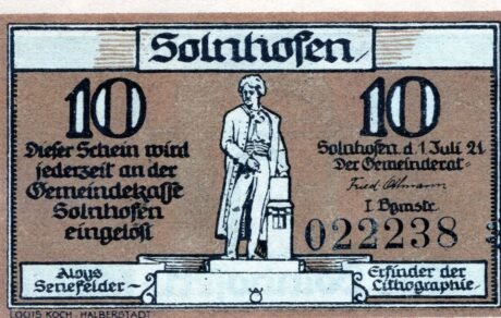 Аверс банкноты 10 fenigów (Niemcy) 1921