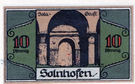 Реверс банкноты 10 fenigów (Niemcy) 1921