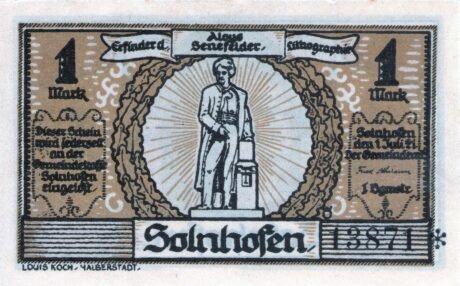 Аверс банкноты 1 марка (Германия) 1921 года