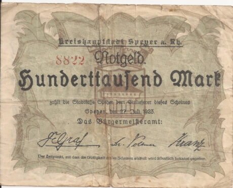 Аверс банкноты 100000 marek (Niemcy) 1923