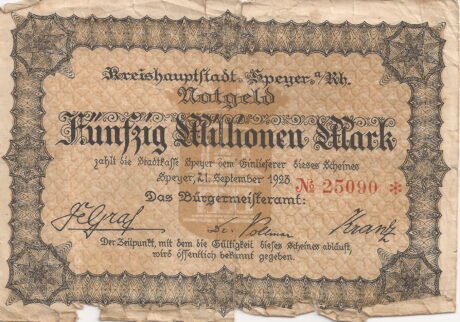 Аверс банкноты 50000000 марок (Германия) 1923 года