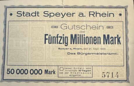 Аверс банкноты 50000000 марок (Германия) 1923 года