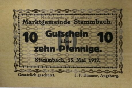 Аверс банкноты 10 fenigów (Niemcy) 1917