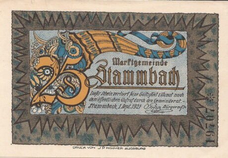 Аверс банкноты 25 fenigów (Niemcy) 1921