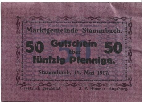 Аверс банкноты 50 fenigów (Niemcy) 1917