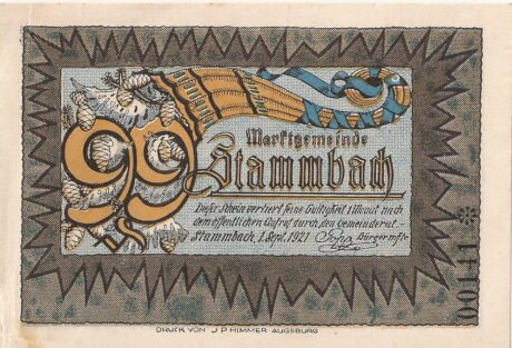 Аверс банкноты 99 fenigów (Niemcy) 1921