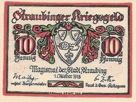 Аверс банкноты 10 fenigów (Niemcy) 1918