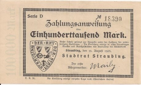 Аверс банкноты 100000 marek (Niemcy) 1923