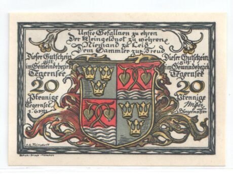 Аверс банкноты 20 fenigów (Niemcy) 1921