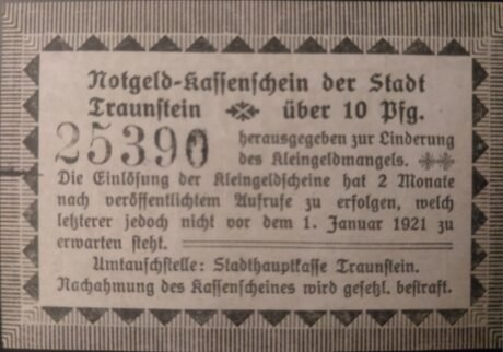 Реверс банкноты 10 fenigów (Niemcy) 1920