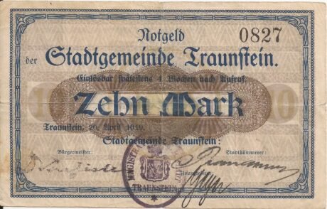 Аверс банкноты 10 marek (Niemcy) 1919