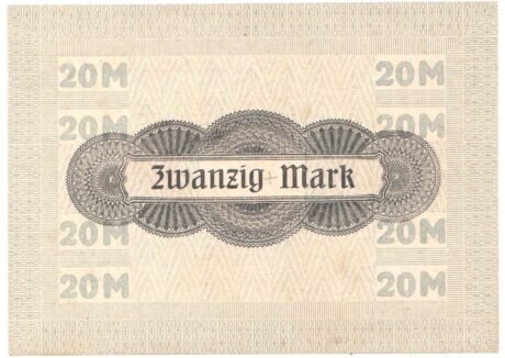 Реверс банкноты 20 marek (Niemcy) 1919