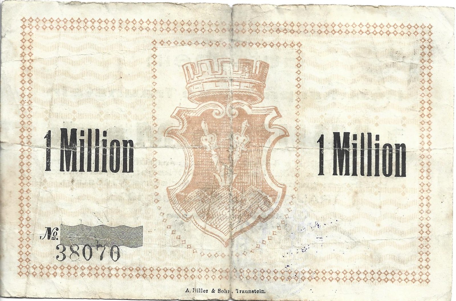 Реверс банкноты 1000000 марок (Германия) 1923 года