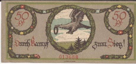 Реверс банкноты 50 fenigów (Niemcy) 1918