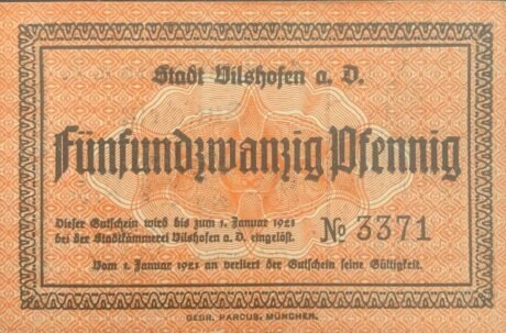 Аверс банкноты 25 fenigów (Niemcy) 1920