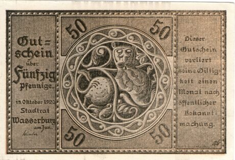 Аверс банкноты 50 fenigów (Niemcy) 1920