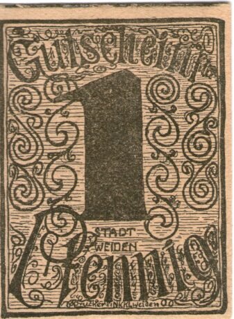 Аверс банкноты 1 fenig (Niemcy) 1920