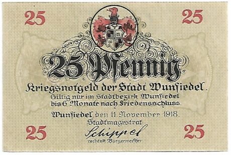 Аверс банкноты 25 fenigów (Niemcy) 1918