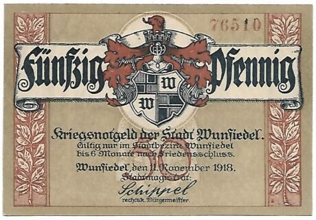 Аверс банкноты 50 fenigów (Niemcy) 1918