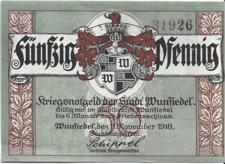 Аверс банкноты 50 fenigów (Niemcy) 1918