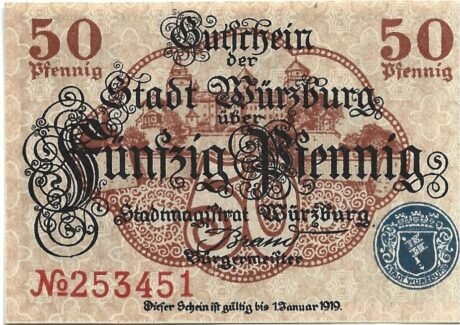 Аверс банкноты 50 fenigów (Niemcy)