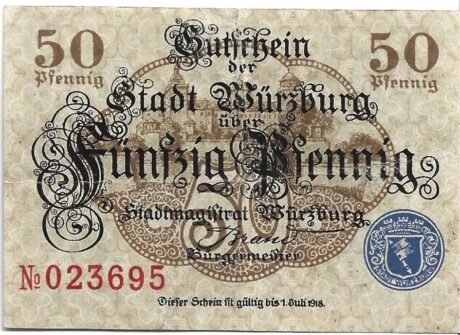 Аверс банкноты 50 fenigów (Niemcy)