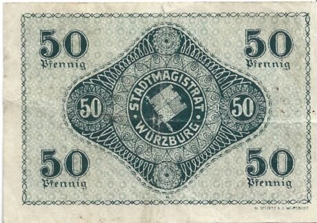 Реверс банкноты 50 fenigów (Niemcy)